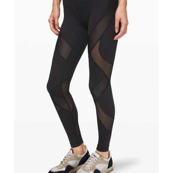 Lululemon Wunder Under High-Rise Tight 28" Women’s Size 6 Mesh Black EUC - Picture 7 of 13